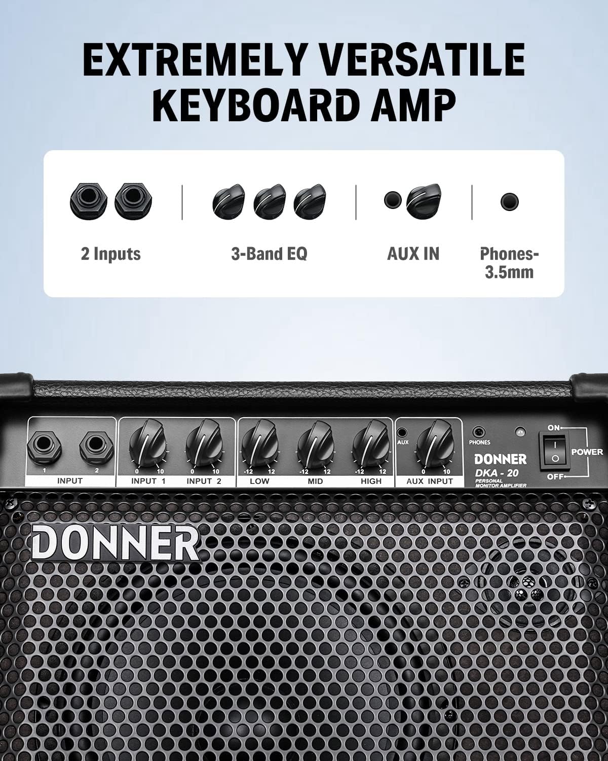 Donner DKA-20 Keyboard Amplifier+Donner Folding Keyboard Stand