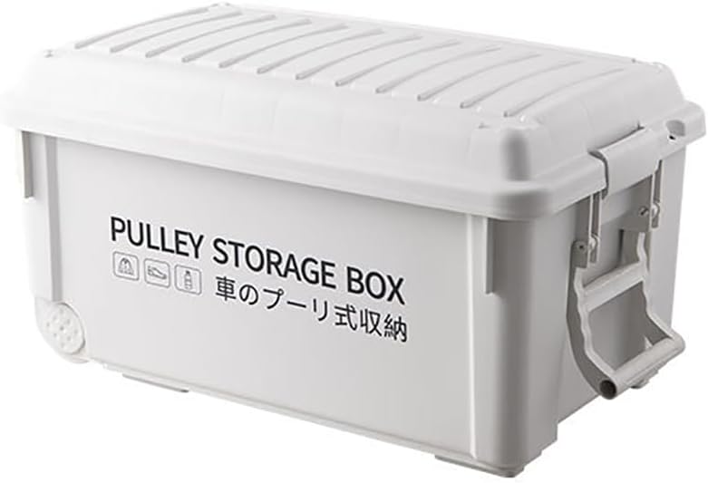 Outdoor Storage Box, 85L Camping Picnic Basket Storage Box, Car Trunk Car Organizer, Household Toy Book Tool Storage Box - Stackable with Trolley Rollers