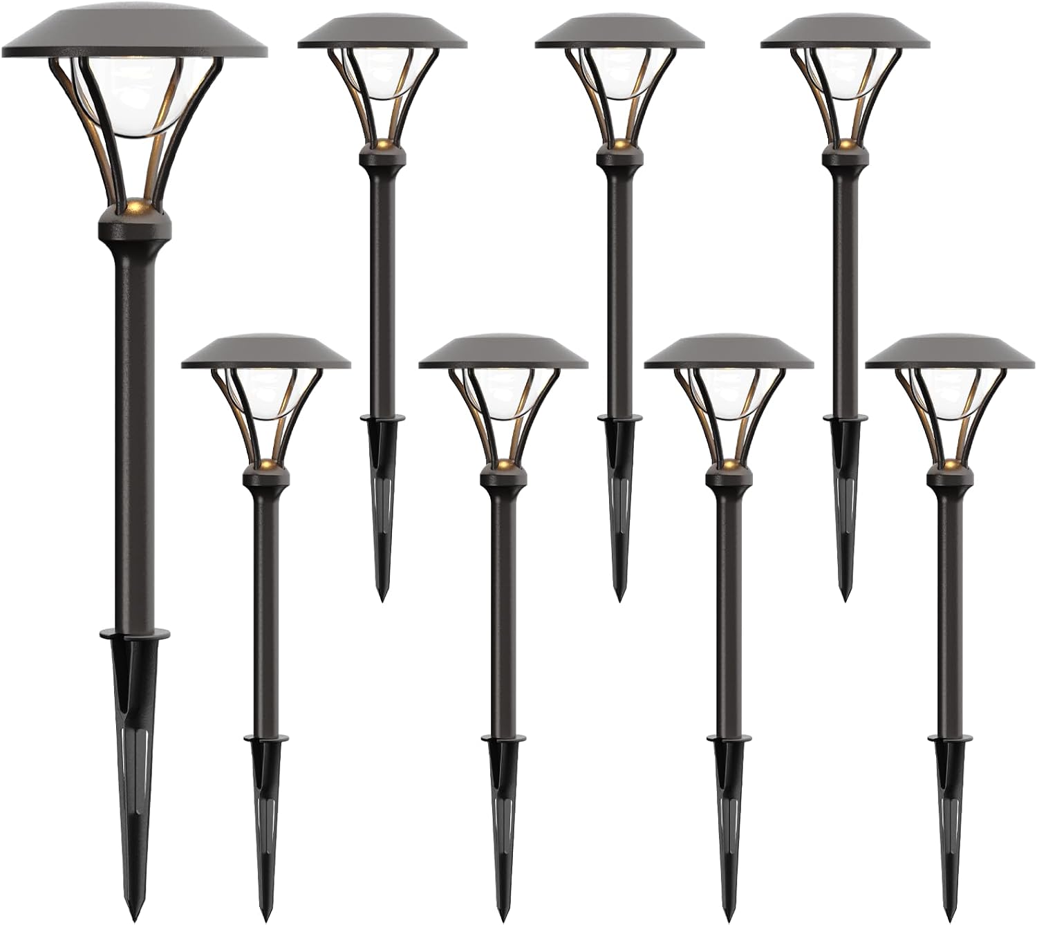 GOODSMANN Landscape Lighting Low Voltage Path Lights 1 Watt LED 60 Lumens Landscape Lights with Metal Stake Connector for Garden Yard Patio Area Outdoor Lighting (8 Pack) 9920-2104-08