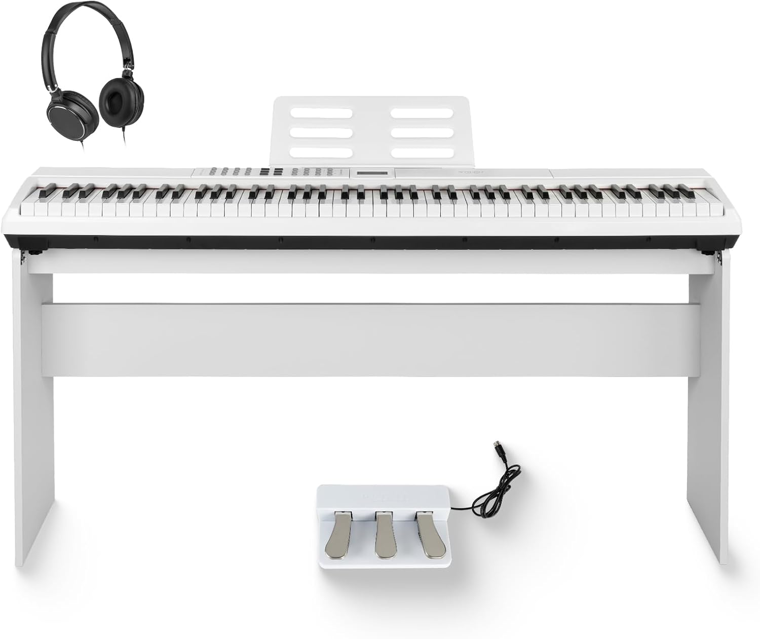 STRICH 88 Keys Weighted Keyboard Piano with Stand & Sustain Pedal, Hammer-Action Digital Piano, Full-size Electric Piano Keyboard Supports USB-MIDI/Wireless Connect, White, SDP-120