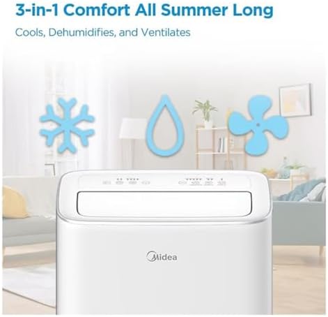 Midea Smart Inverter 10,000 BTU DOE Portable Air Conditioner, up to 450 sq ft. - 3-in-1 comfort- get cooling, dehumidification, and fan modes - White MAP10V1JWT-B