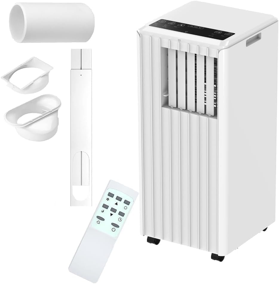 8000 BTU Portable Air Conditioner, Portable AC Unit with Fan & Dehumidifier, Air Conditioner Portable for Rooms Up to 350 Sq Ft, Remote Control, 24H Timer for Bedroom, Office, Apartment, White