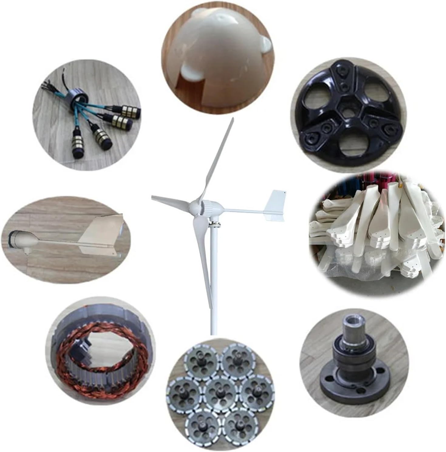 Wind Turbine Generator Kit, 1500W 24 48 96 Volt 3 Nylon Fiber Blade Horizontal Home Wind Turbines Wind Generator Power Windmill Energy Turbines Charge for Hybrid Solar Wind System(96V)