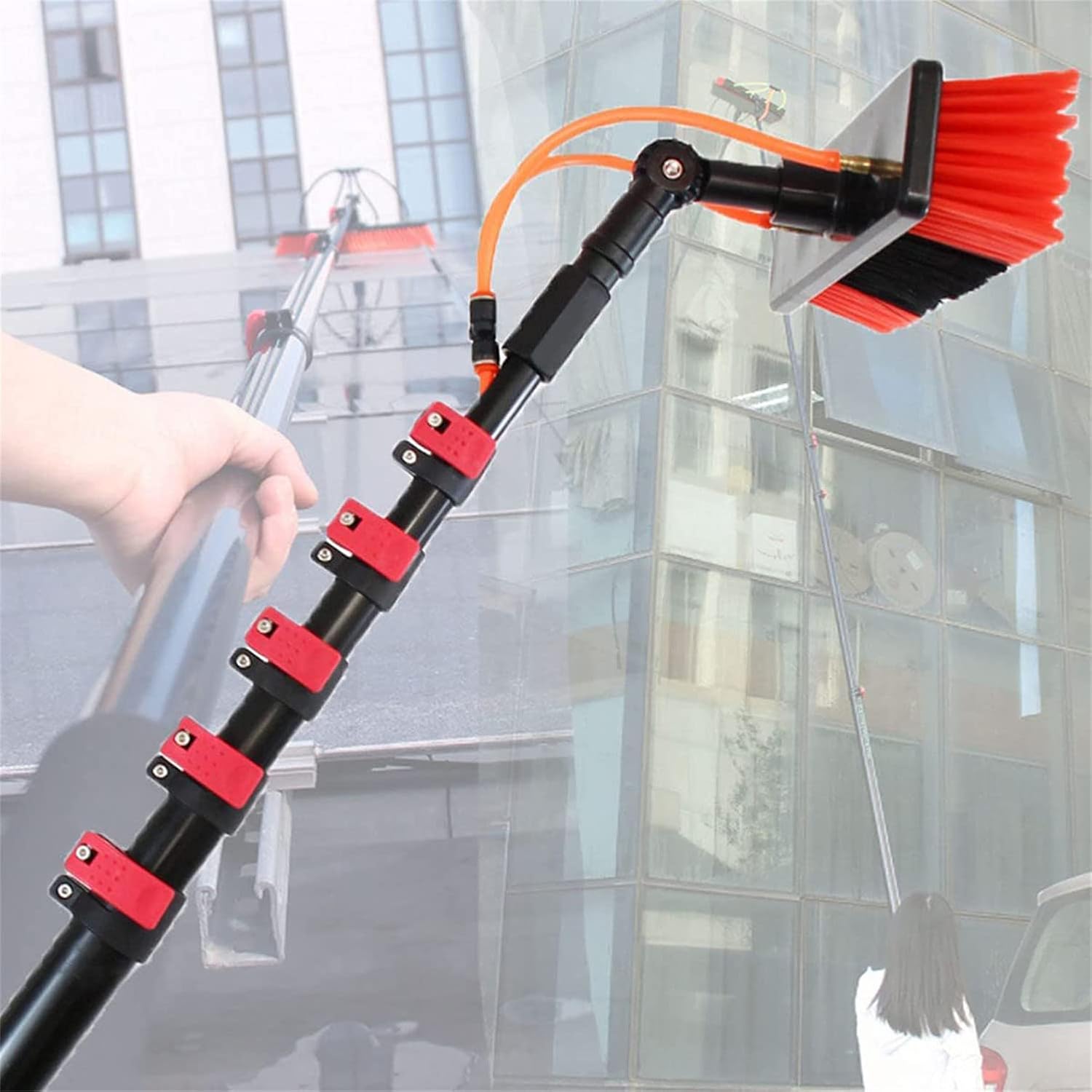 Extendable Brush Pool Brushes Telescopic Brush Deck Brush Window Cleaning Pole Water Fed Telescopic Brus Extendable Cleaner Conservatory Roof House Siding,6M/20FT