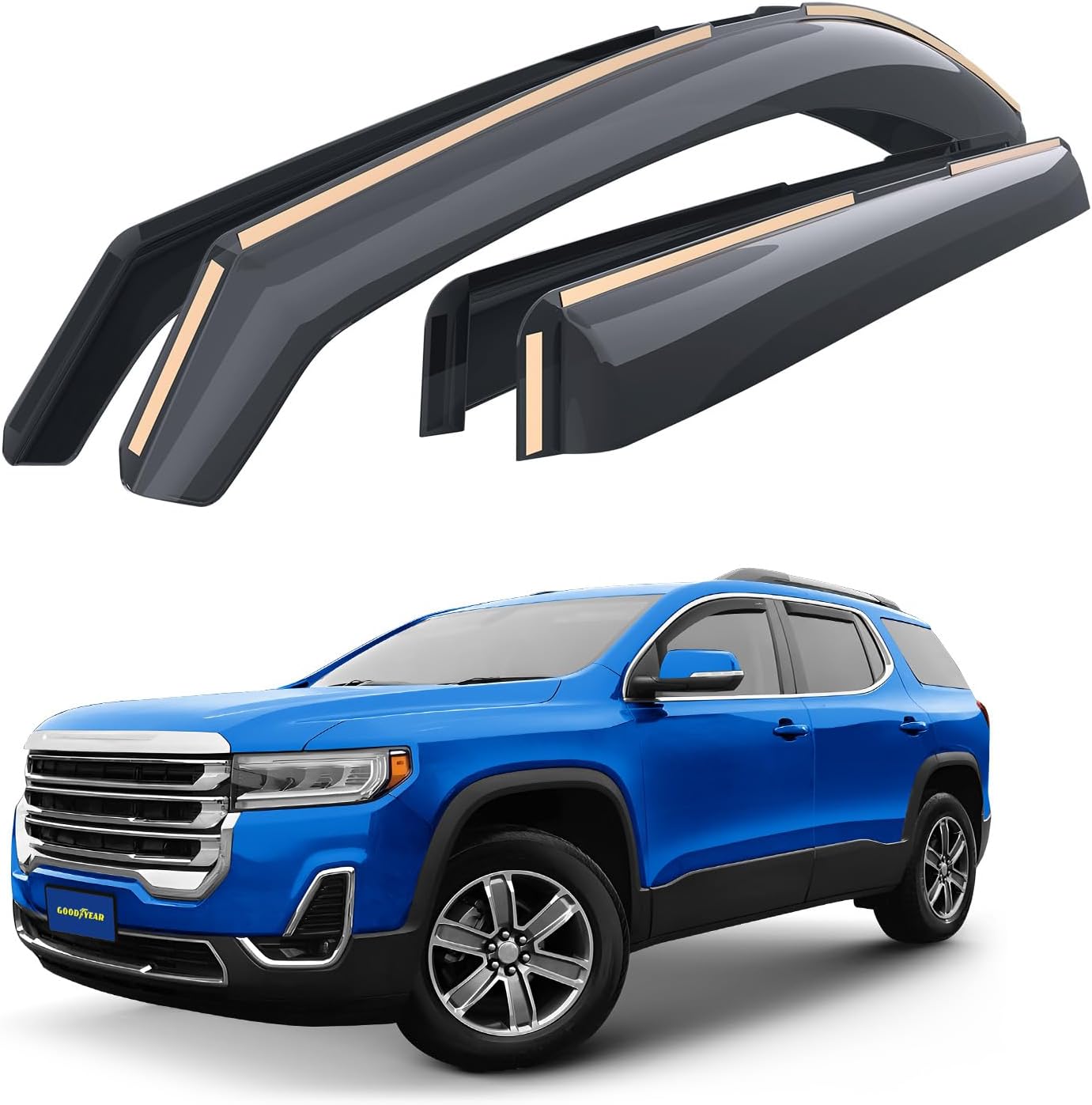 Goodyear Shatterproof in-Channel Window Deflectors for GMC Acadia 2017-2023, Rain Guards, Window Visors for Cars, Vent Deflector, Car Accessories, 4 pcs - GY007970