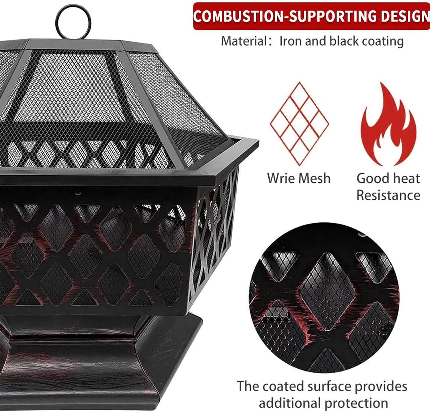 Outdoor 3 in 1 Portable BBQ Fire Pits,24 Inch Wood Burning Firepits with Spark Screen Poker,Portable Fire Pit Use