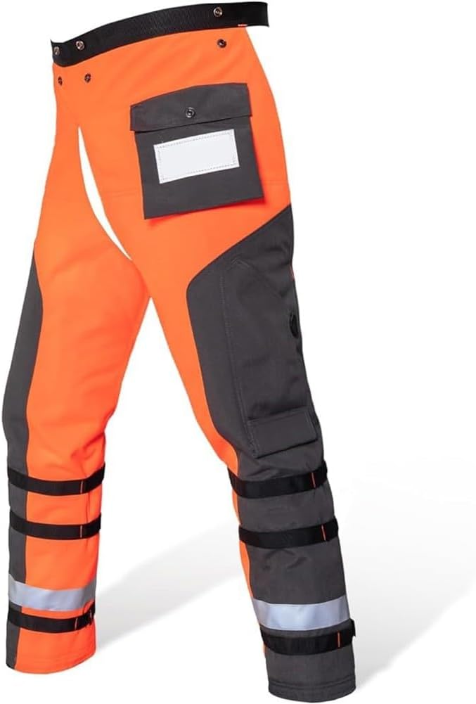 For Chainsaw Chap 9-Layer Protective Pants For Logging And Cutting With Adjustable Belt, Lightweight Technical Wrap For Men And Women, Orange PE Material(M)