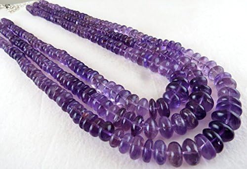 Big Natural AMETHYST Fancy ROUND Beads NECKLACE 22 INCHES 13.5MM TO 8MM