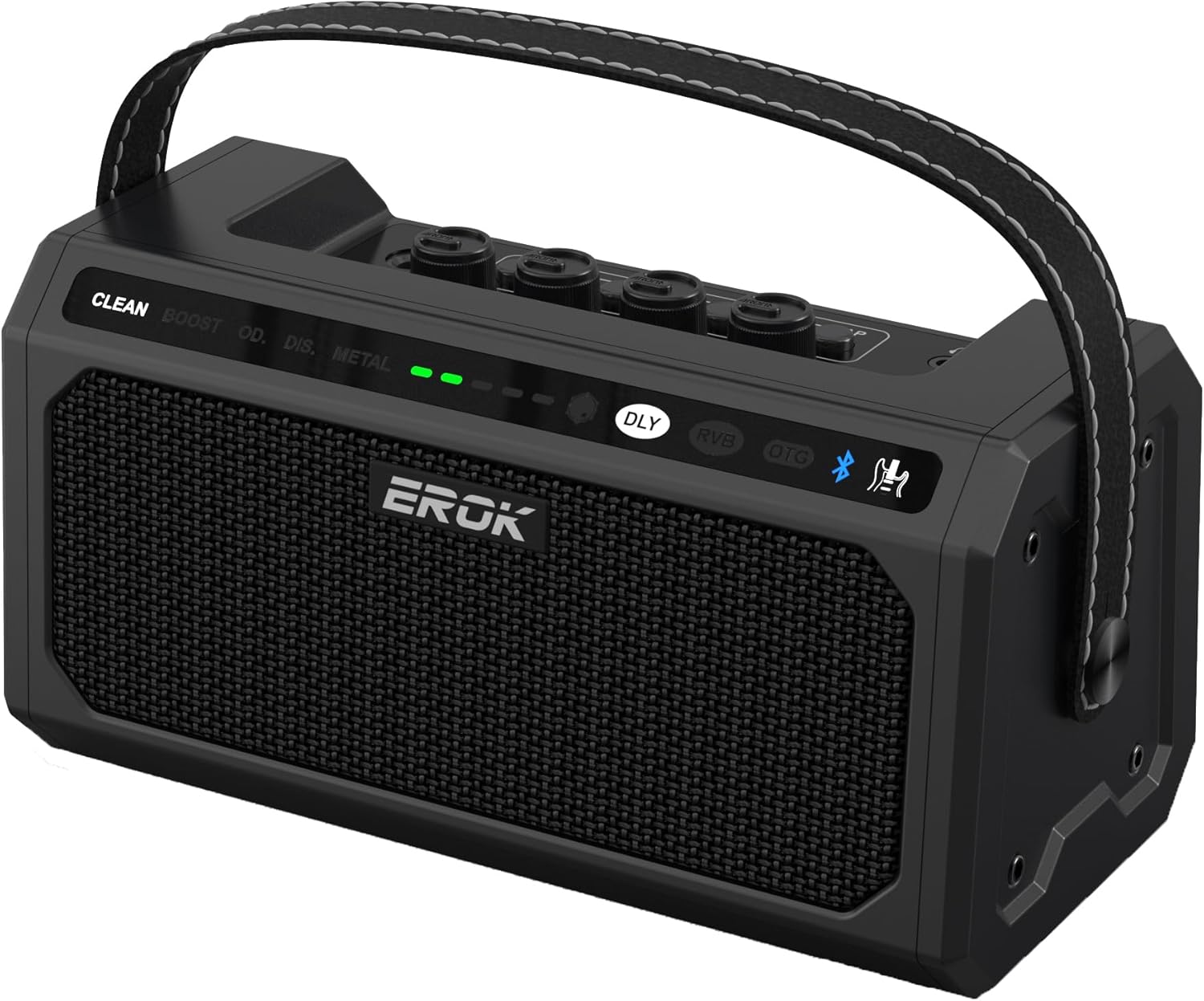 EROK Mini Guitar Amp with BT/OTG - 20 Drum Beats,5 Effects (Clean/Boost/OD/Dist/Metal),Reverb+Delay,Battery Powered Portable Amp for Practice/Travel(TG-08,Black)