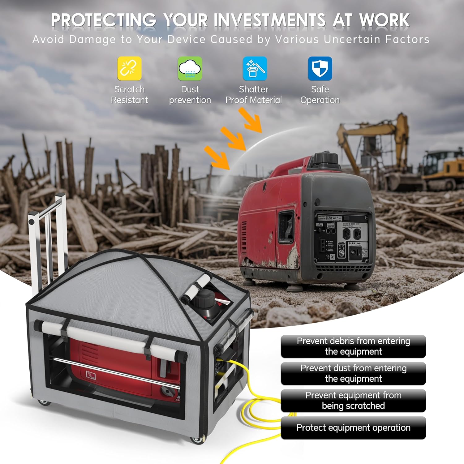 Generator Covers While Running, (23.2X14.1X19.6inches), Portable GeneratorCover with Cart, for HD-iPower-Champion1000w-2500w Portable Generators,900D Covers +201heavy-duty stainless steel Cart.