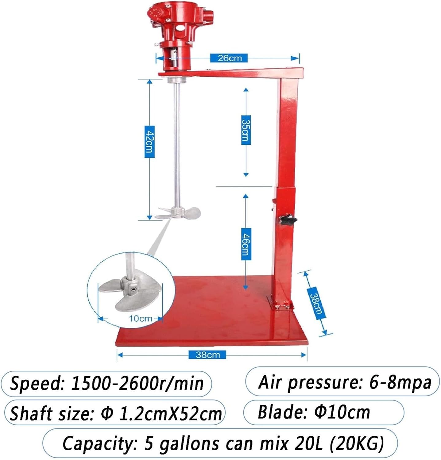 Pneumatic Paint Mixer Stirrer, Paint Stirring Machine with Stand, Desktop Air Agitator, Coating Agitator for Paint Dye Hydrosol Mixing