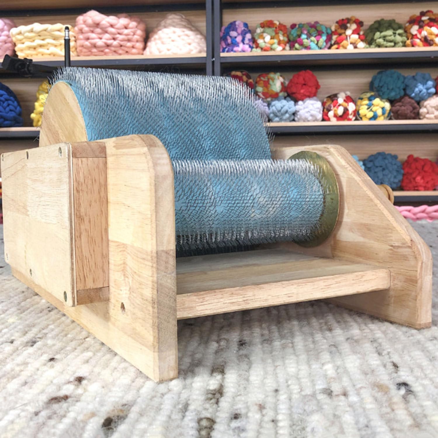 Wool Blending Board Carding Machine, Wool Fiber Drum Carding Machine, DIY Manual Wool Felt Machine with Roller and Nylon Bearings, Mix Colors Quickly and Efficiently, for Cotton, Linen, Silk