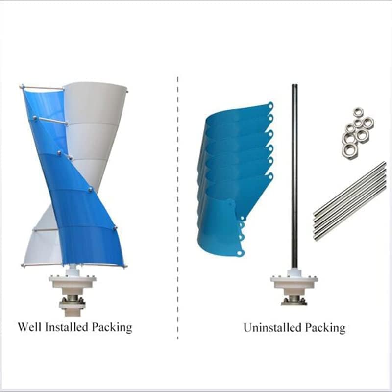 Vertical Spiral Wind Power Turbine Generator, 8000W Vertical Axis Breeze Start Wind-Solar Complementary +Magnetic Levitation Axis Wind Turbine Generator Power for Outdoor Garden