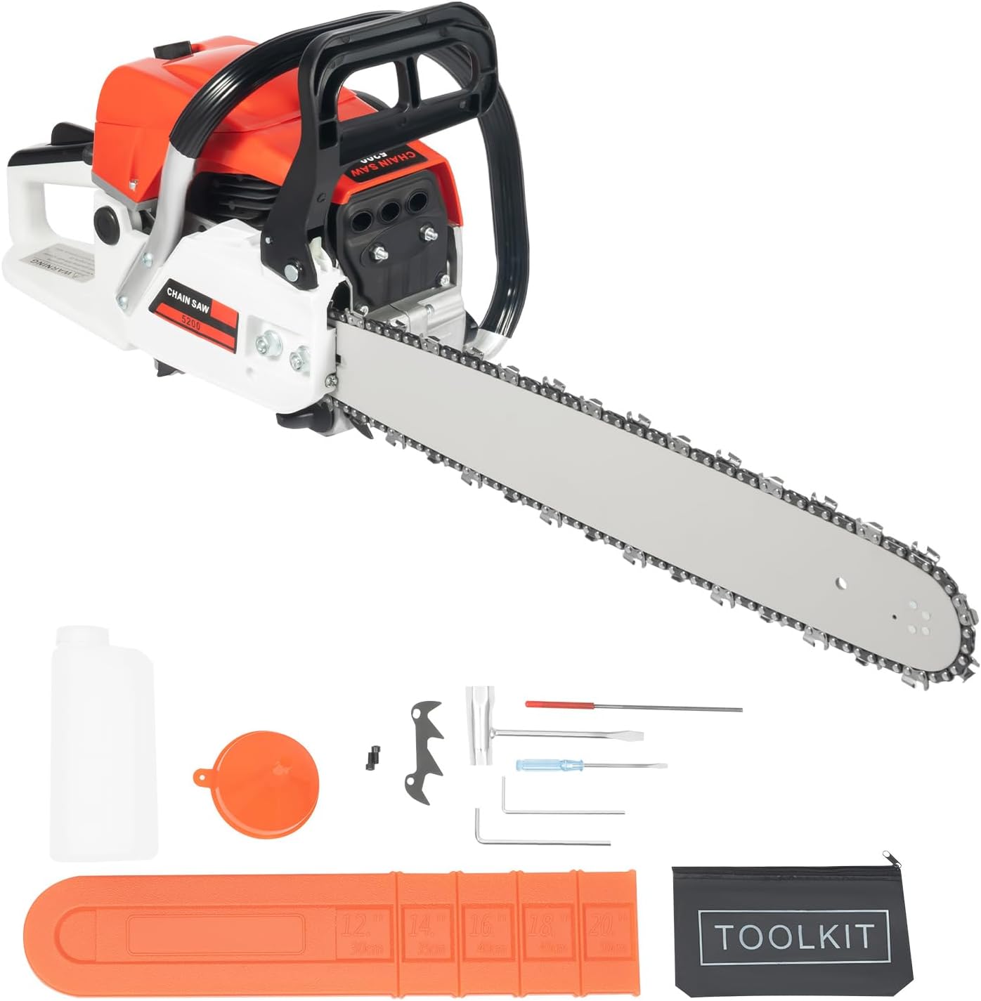 20 Inch Gas Chainsaw 52cc Gasoline Powered Chain Saw 2-Stroke Handheld Cordless Petrol Chainsaws for Cutting Wood Outdoor Farm Garden Home Use