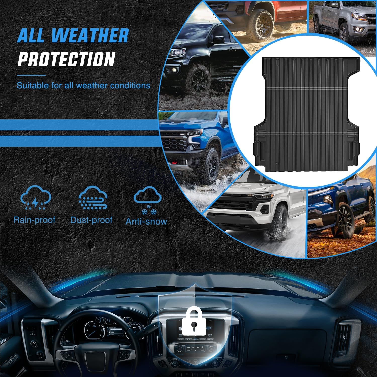 Nilight Truck Bed Mat 5FT for 15-22 Colorado Canyon, TPE Anti-Slip Cargo Bed Liner Mat for 2015 2016 2017 2018 2019 2020 2021 2022 Chevrolet Chevy Colorado & GMC Canyon, All Weather Protection