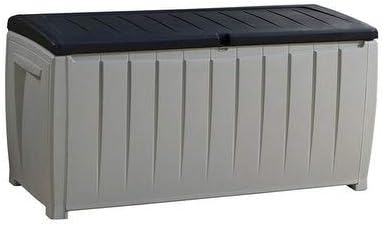 Unknown1 Novel 90 Gallon Black and Grey Plastic Deck Storage Box Lockable Water Resistant