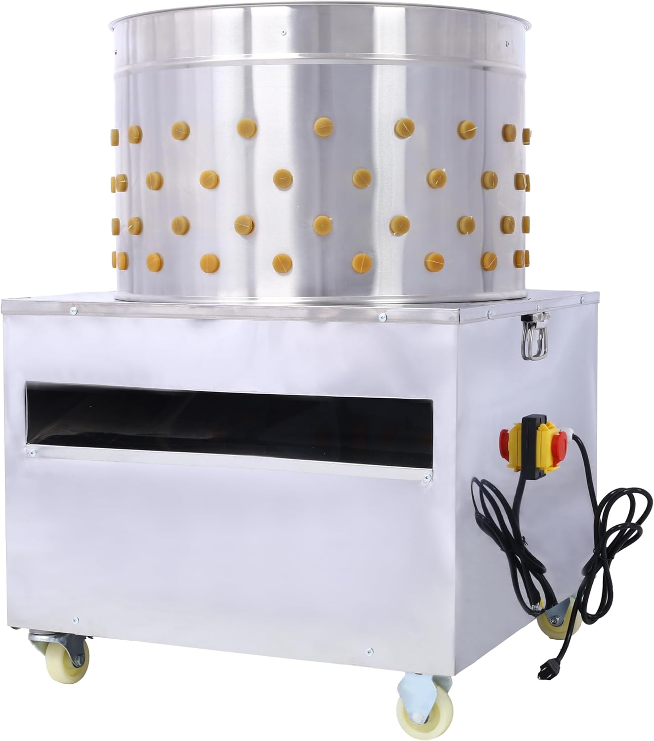 20in Drum 1500W Chicken Plucker Machine with Stainless Steel Build Rubber Fingers for Fast Defeathering and Easy Cleaning