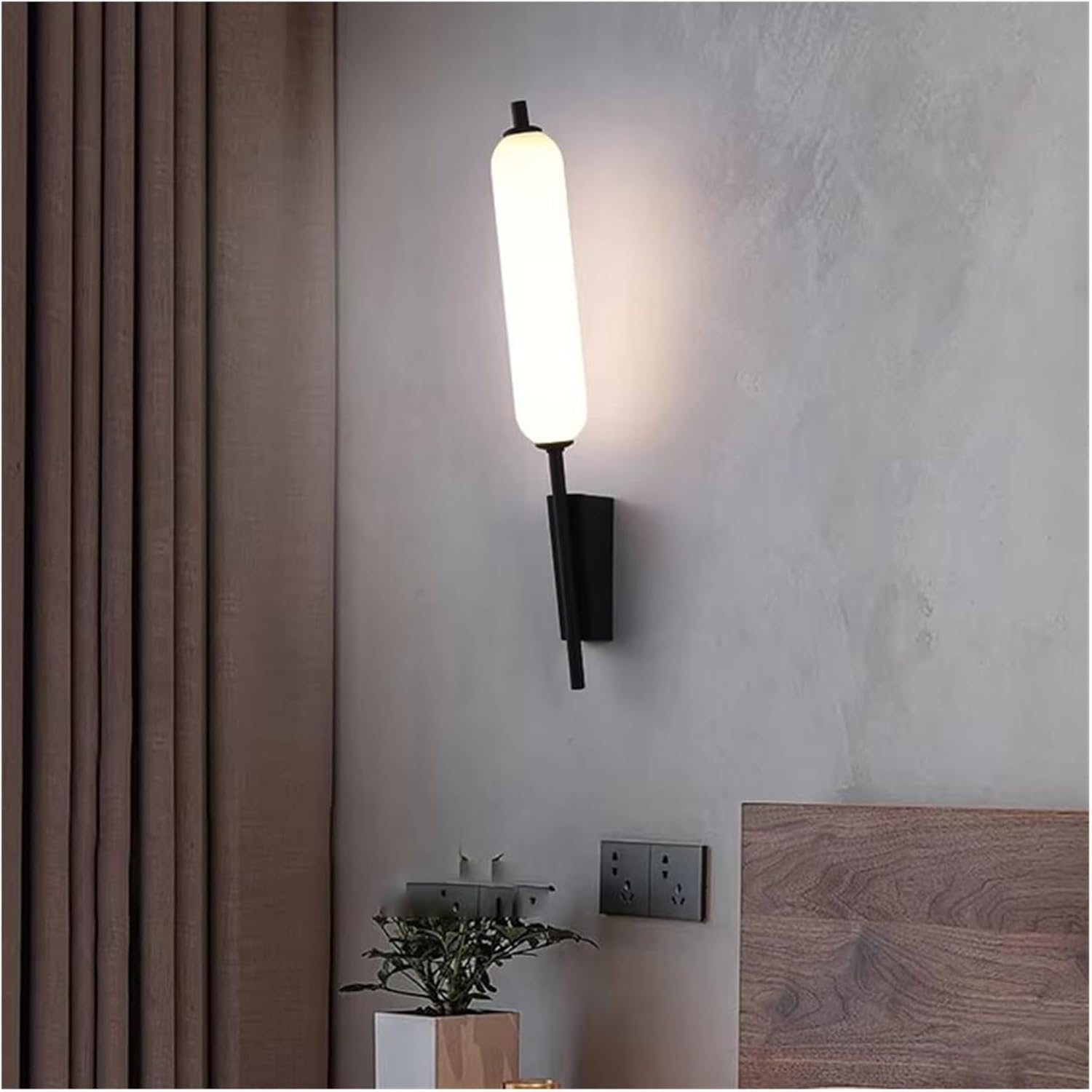 Nordic Candle Iron Black Gold LED Wall Lamp Bedroom Foyer Dining Room Lighting Fixtures,Natural Style