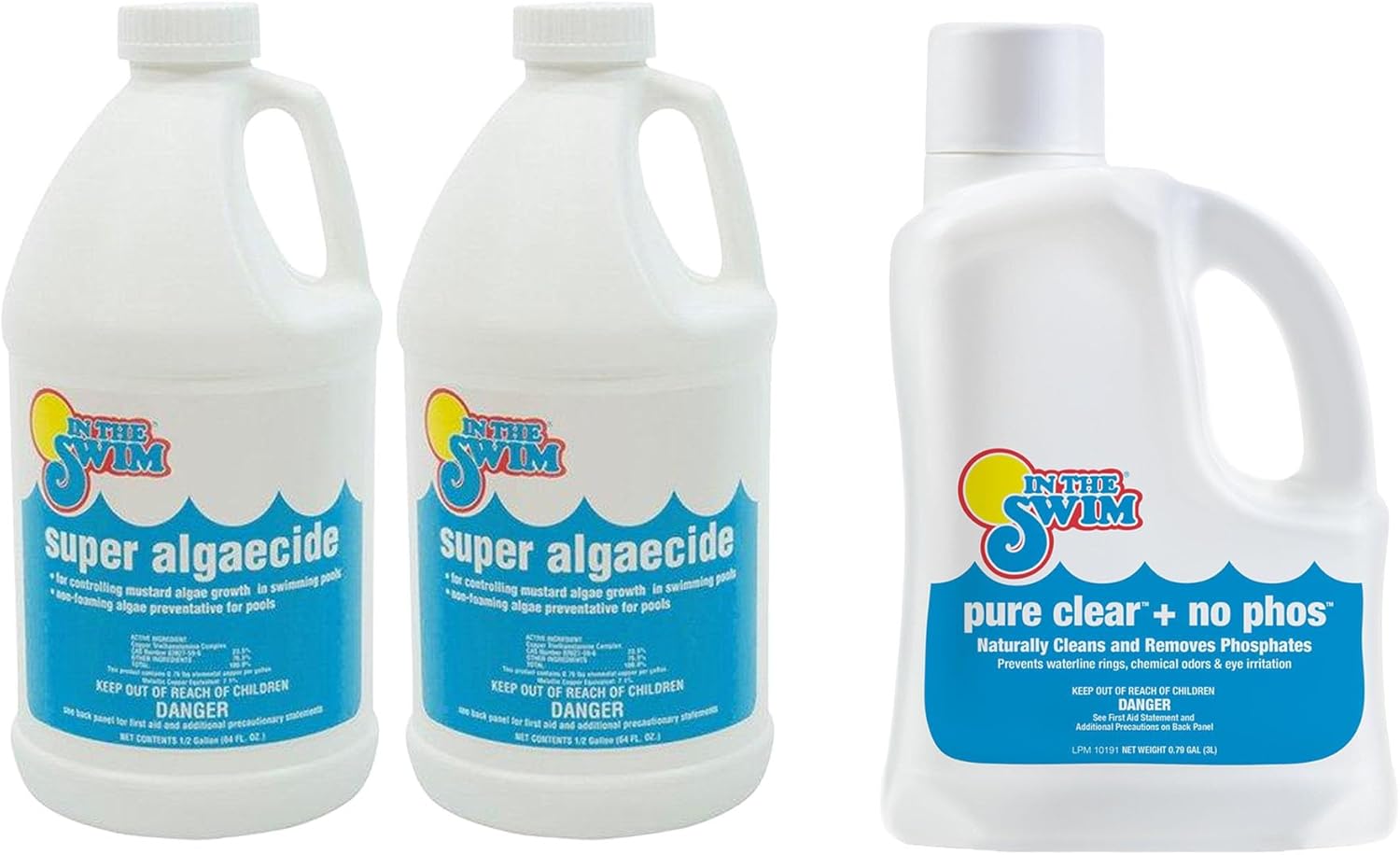 In The Swim Super Algaecide 1 Gal. and Pure Clear + NoPhos Bundle 3L - Complete Algae and Water Clarity Solution