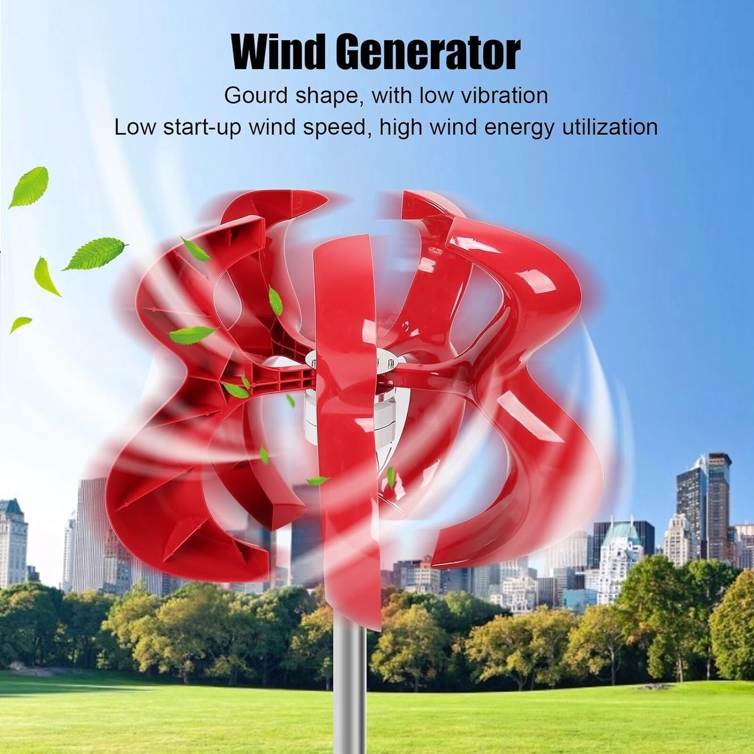 CHRISK 5000W Hoist Type Wind Turbine Generator Kit Wind Turbine with Controller+2000W Inverter+100W *2 Solar Panel Vertical Axis Power Generation