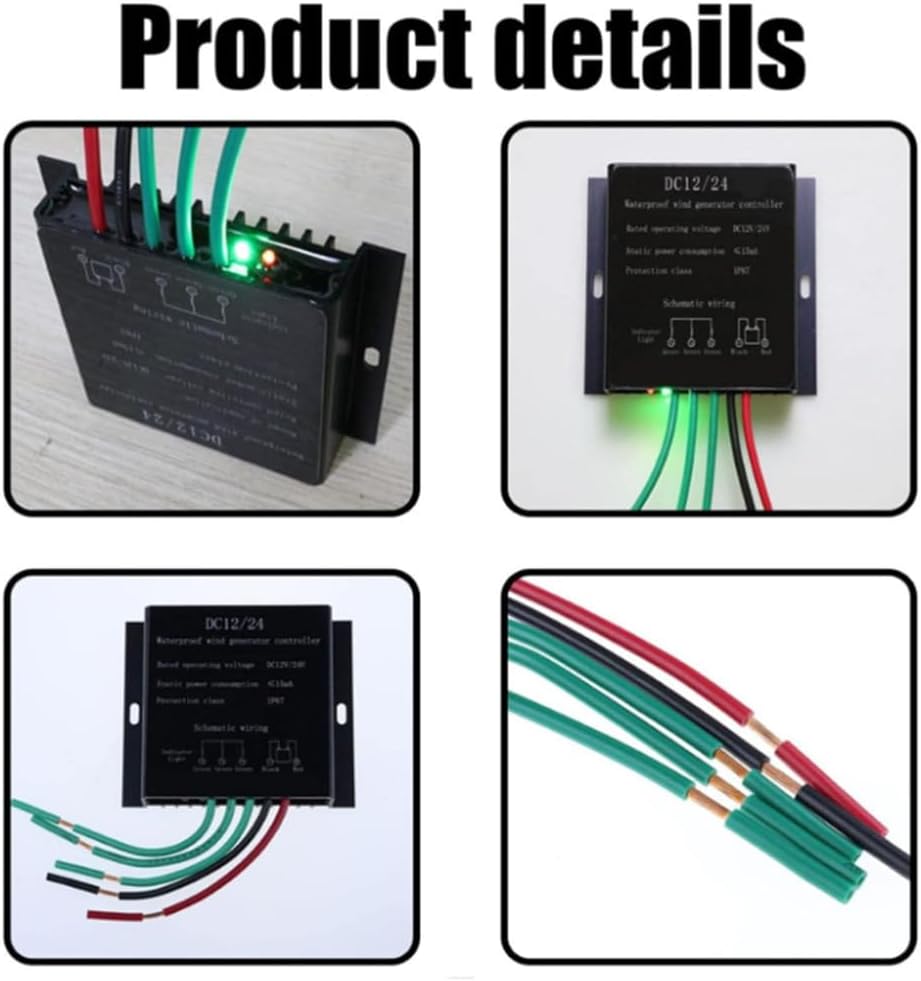 3000W Wind Generator Controller DC 12V 24V 48V 220V IP67 Waterproof Auto-Recognition Wind Turbine Charge Controller for Renewable Energy Systems,12V