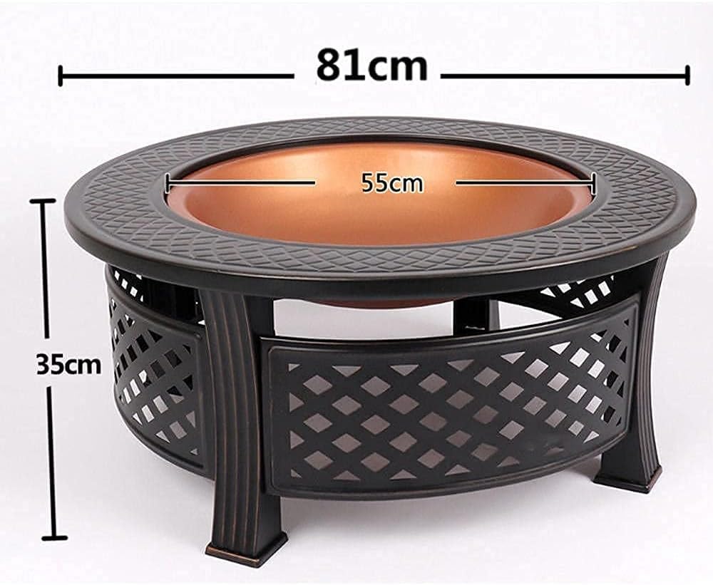Fire Bowl Outdoor, Round Fire Pit, Wood Burning Pit with Spark Screen and Poker, Waterproof Cover 32Inch for Camping, Outdoor Heating, Bonfire and Picnic