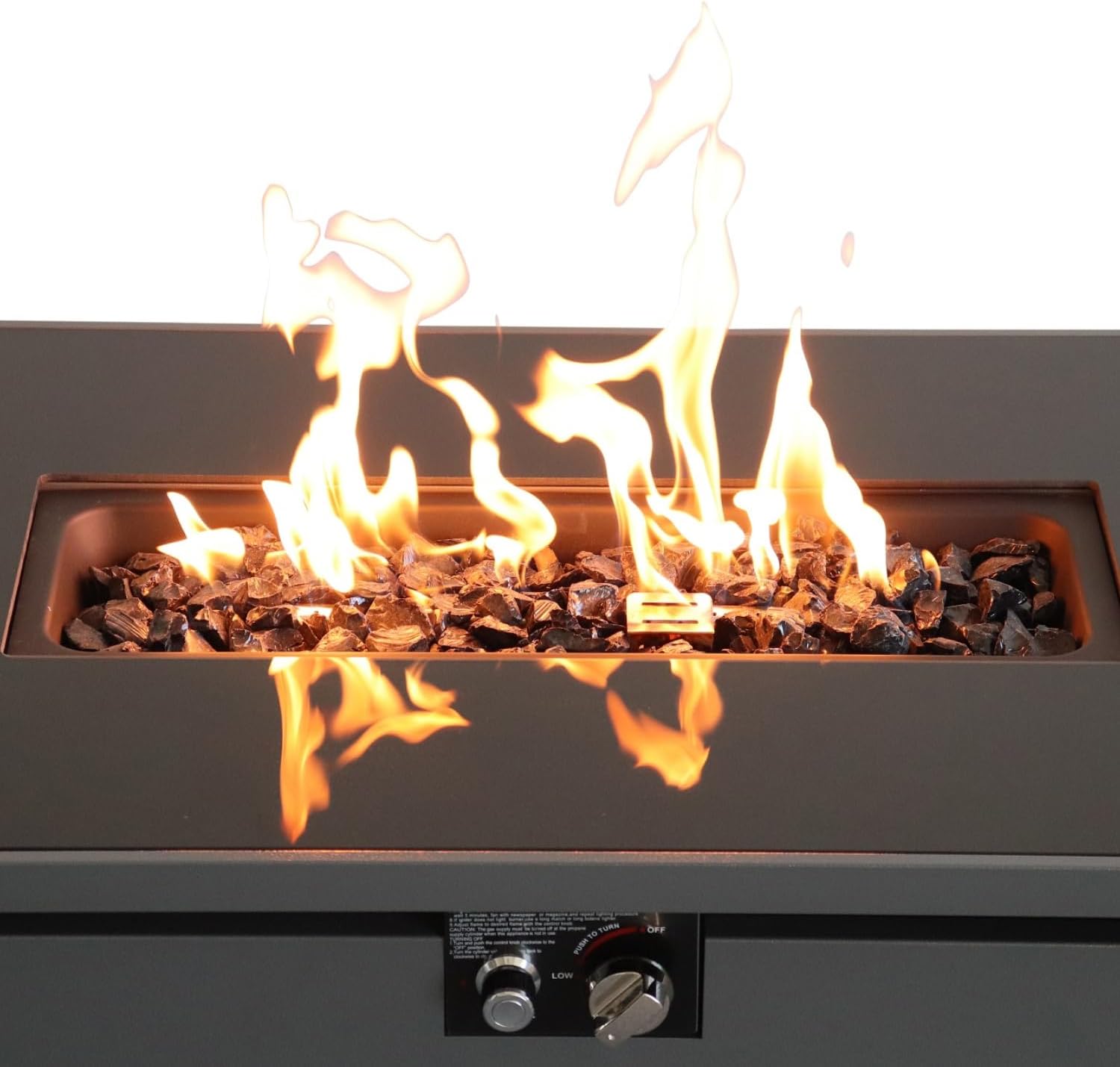 42-inch Steel Outdoor Propane Gas Fire Pit Table with Lid & Cover, 50,000 BTU, Stainless Steel Burner, Rust Resistant for Patio Deck Garden - Dark Gray