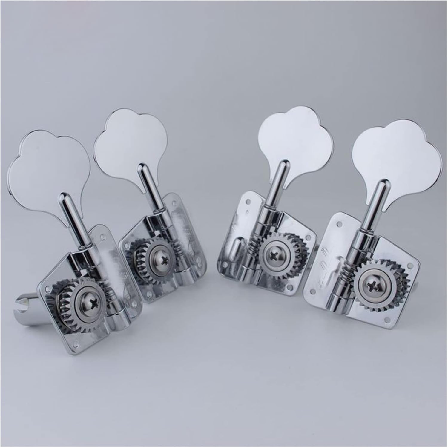 Open Frame Electric Bass Machine Heads Tuning Peg Gear Ratio 1:26 Chrome Silver for Bass Guitar Machine Head Tuners (Color : 2R2L)