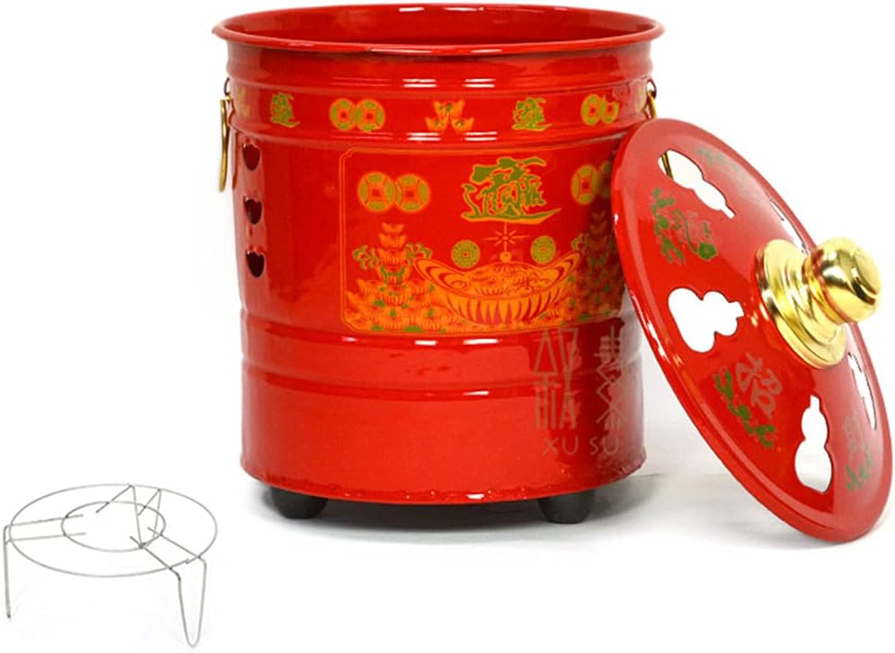 JNYB Burn Barrel for Paper, Portable Burner with Grid Bracket Outdoor Fire Pit Stainless Steel Fire Pits for Wood Burning Backyard Bonfire, red