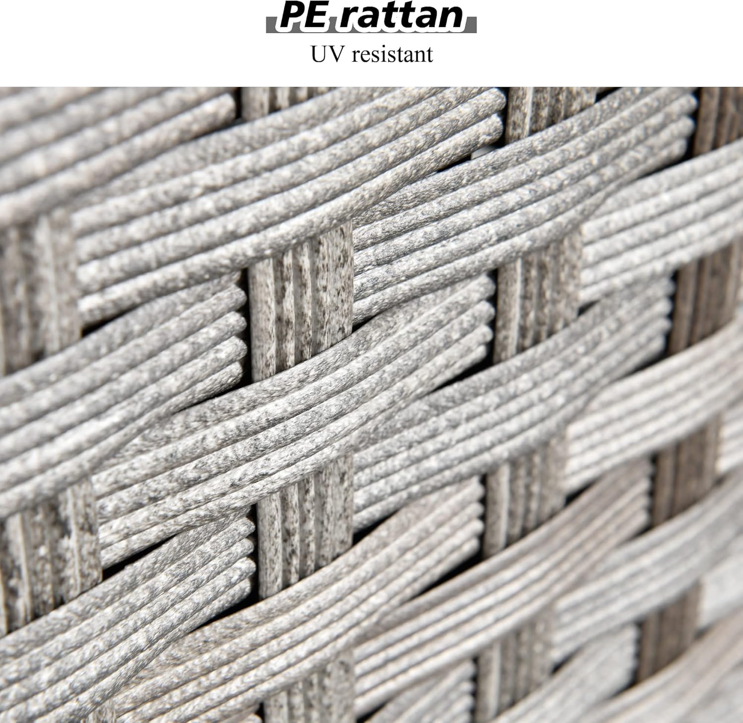 HOOOWOOO Outdoor Patio Sectional Furniture Sofa Set with Propane Gas Fire Pit Table,7 Piece Small Modern Wicker Couch with Widened Armrest,Modular Conversation Seating Set for Out Door(Grey Strips)