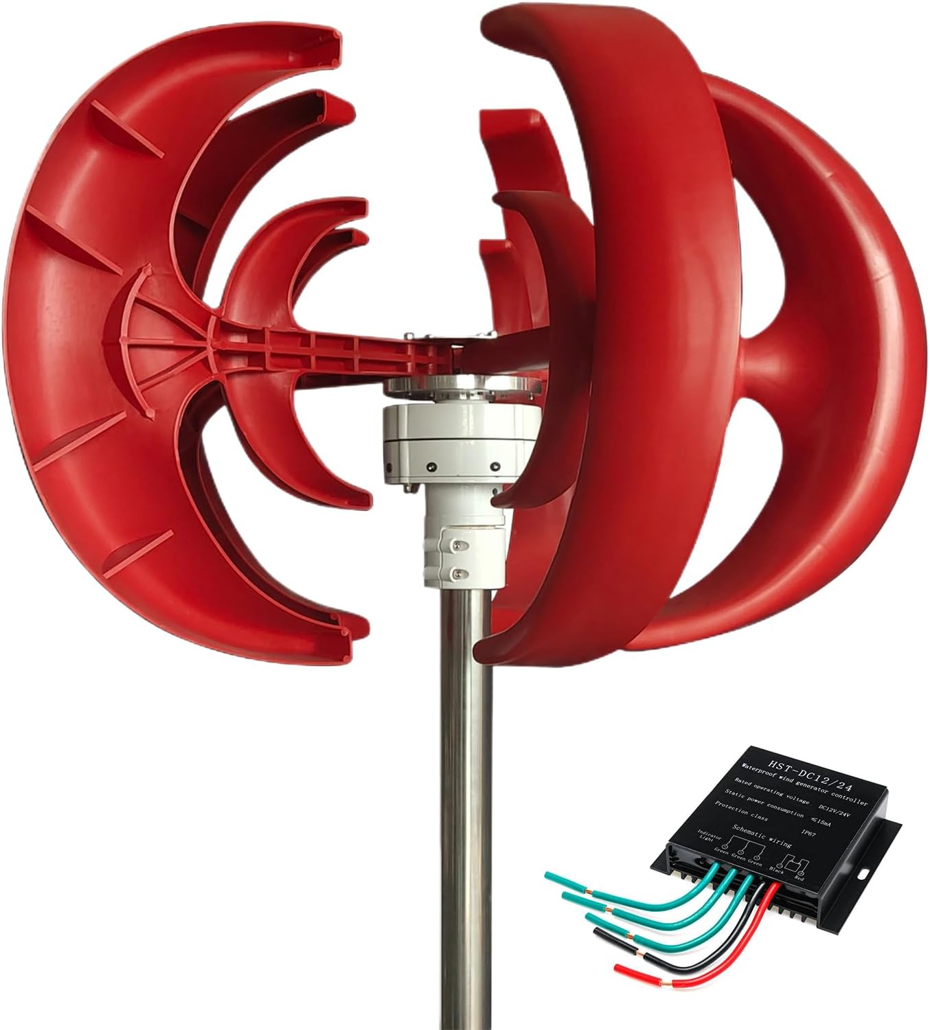 12V 48V 24V Free Energy Wind Turbine,12V-220V Wind Power Generator Homeuse Alternator with MPPT for RV Power System Outdoor (10000W,Red)