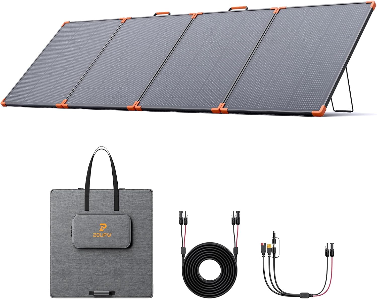 350W Portable Solar Panel, N-Type 16BB 43V Foldable Solar Charger for EcoFlow Delta/Jackery 1000/Anker C1000/Bluetti Elite 100, IP68 Waterproof Off-Grid Power for RV Camping & Home Backup