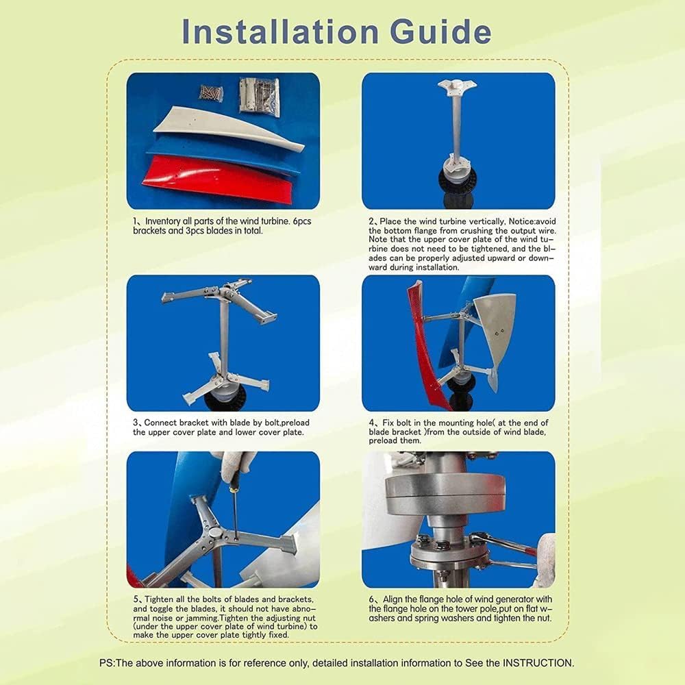 CAJUCA 5000W Free Energy Generator, 12V 24V 48V Vertical Wind Turbine Generator, Home Windmill with Controller