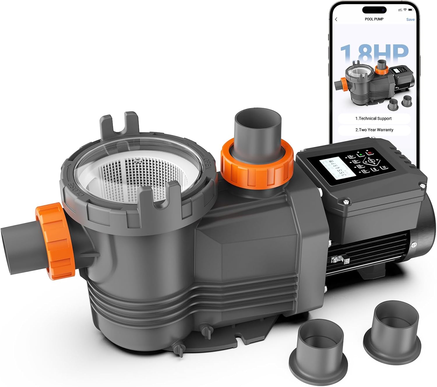 1.8 HP Variable Speed Pool Pumps,Self-Primming Above/Inground Pool Pump 9114 GPH with Timer 220-240V