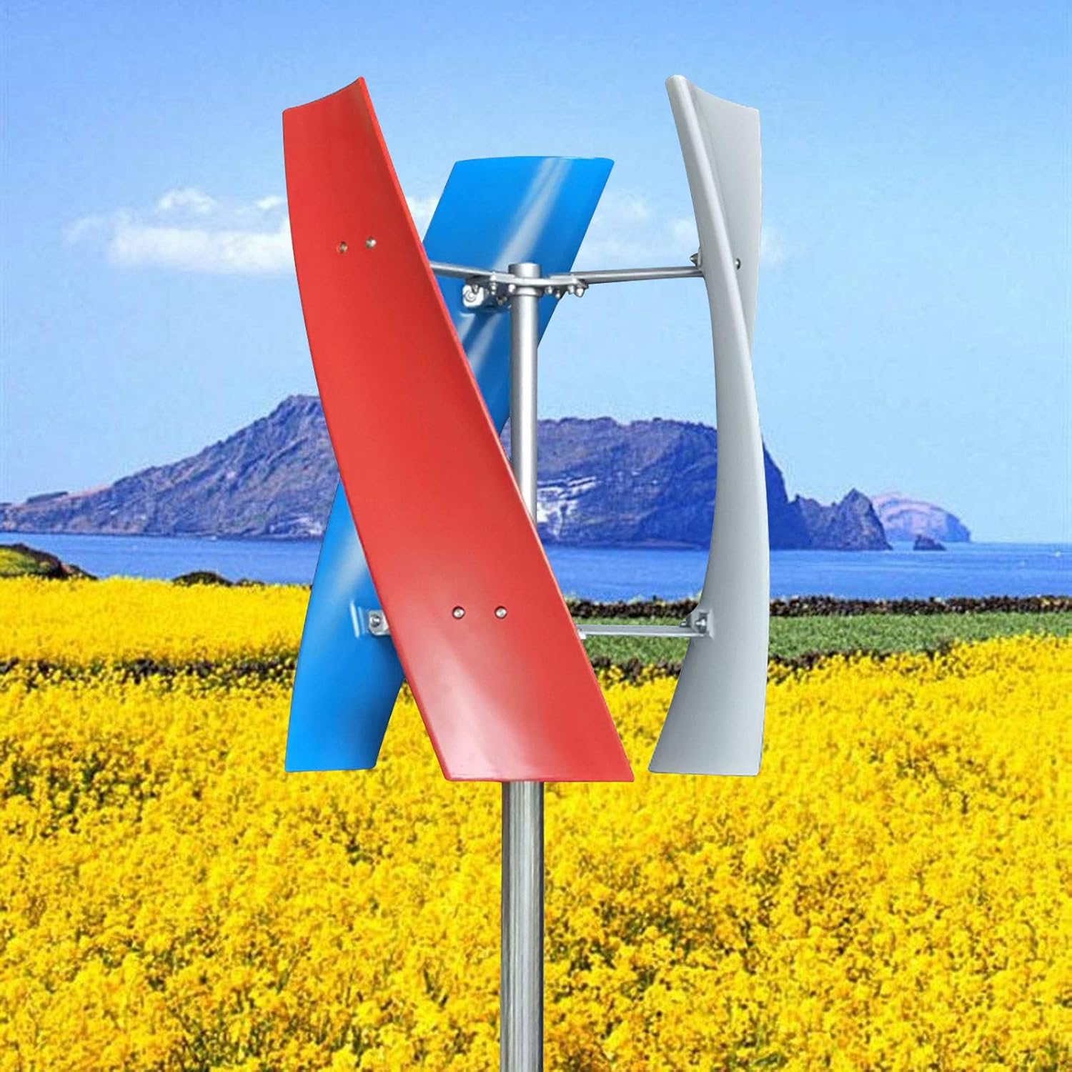 400W 12V Wind Power Turbine Generator Maglev generator Vertical Wind Generator With 3 Blades And Controller (Red Blue White) For Industrial Energy Supplem