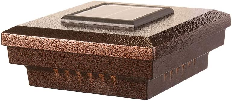 DEKOR Savvy Solar LED Post Cap Lights for Decks Fences Docks Porches Low Voltage Outdoor Lighting (Dark Copper Vein, 5 1/8