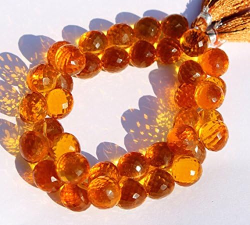 13 inch natural beads strand of 10x10-11x11mm faceted onion citrine quartz gemstone briolletes beads for DIY jewelry - necklace, bracelet, earring, ring.