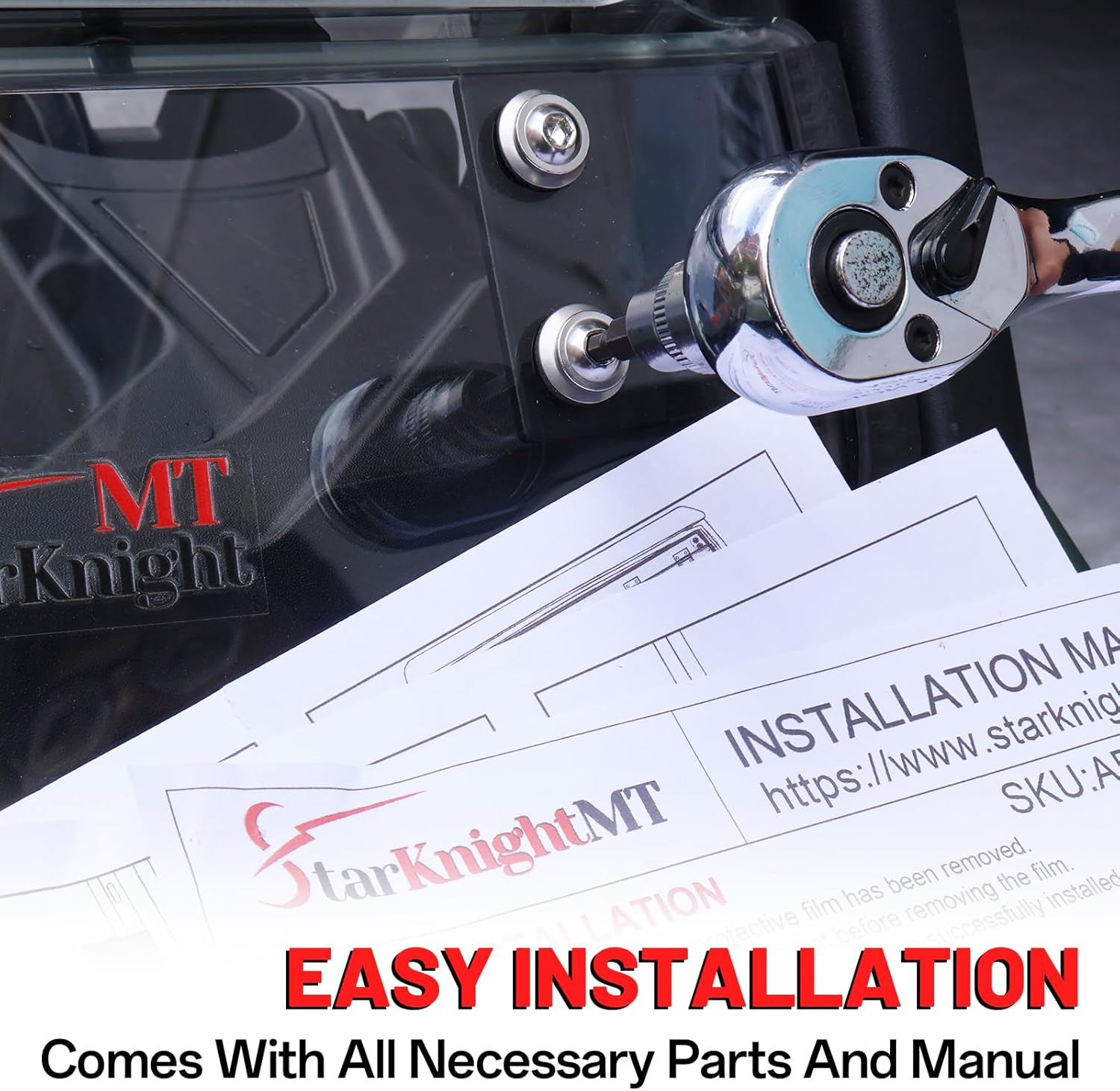 StarknightMT Flip Windshield Compatible With Can-Am Defender 2016-2025, Scratch-Resistant UTV Front Full Windshield Accessories For Defender HD5 HD8 HD10 Max