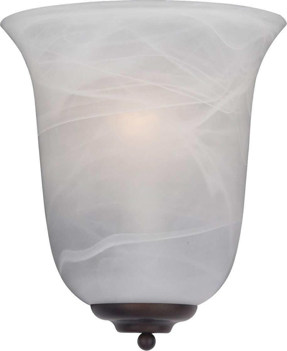 Maxim Essentials 2058X 1 Light Wall Sconce 11 Inch Tall with Oil Rubbed Bronze Finish and Marble Glass