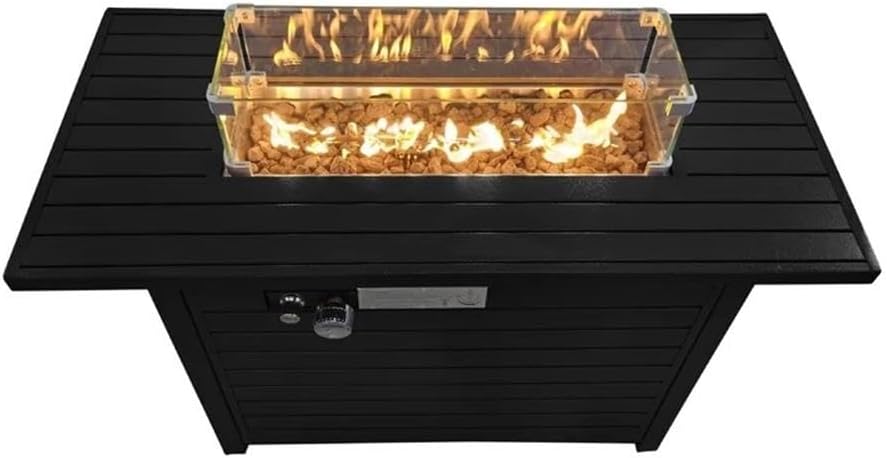 Living Source 25'' H x 42'' W Steel Propane Outdoor Fire Pit Table with Lid