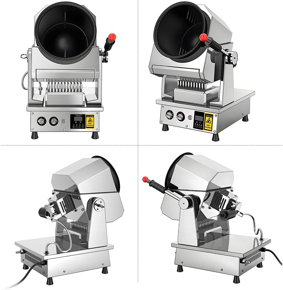 Tabletop Automatic Stir-Fry Machine, 360° Stir-Fry Cooking Machine, Stainless Steel Drum Stir-Fry Machine, Natural Gas Water Spray Rotary Wok, Commercial Kitchen Equipment.,36cm Wok