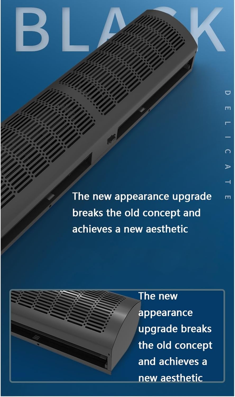 23-inch, 35-inch, 39-inch Black Commercial Thin Door Air Curtain Machine, High-Efficiency Energy-Saving Natural Wind(150cm(59inch))