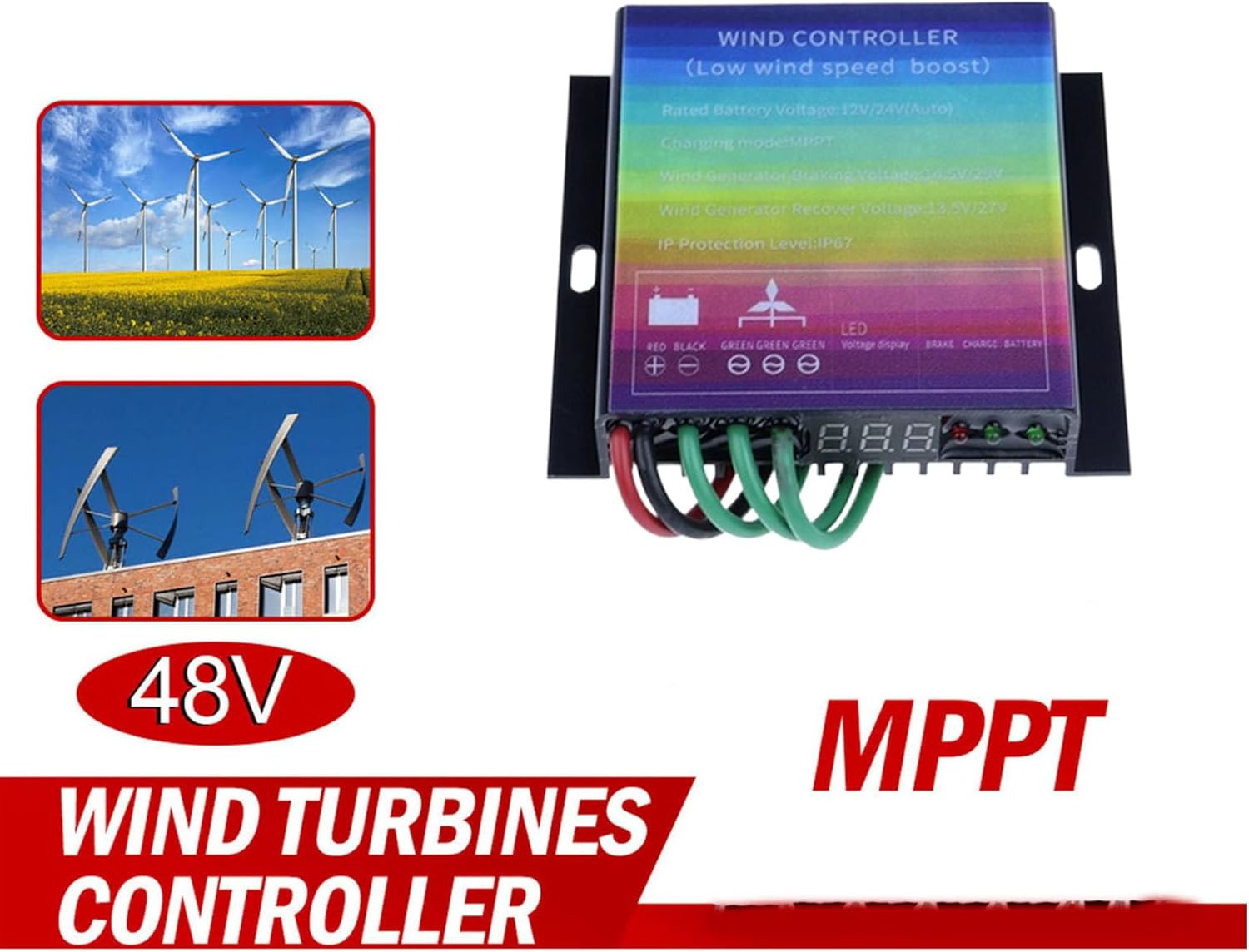 with LED Voltage Display 14000W MPPT Wind Turbine Charge Controller Booster IP67 12V 24V 48V 220V Voltage Regulator, for 0-14000W Generator