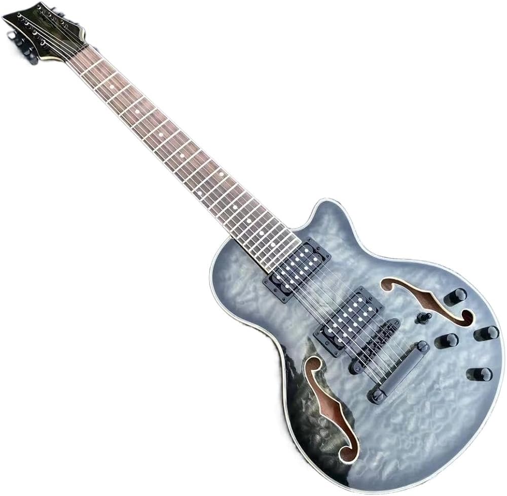 Custom Guitar 7 String F Hole Jazz Guitar Customize Electric Guitar Customized Grey Color Guitar