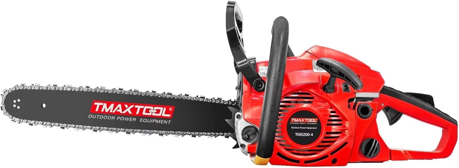 ZeHuoGe 62cc Powerful 20 inch Gas Chainsaw with 2 Stroke - Perfect for Pruning, Limbing, and Sawmill Operations(Red)