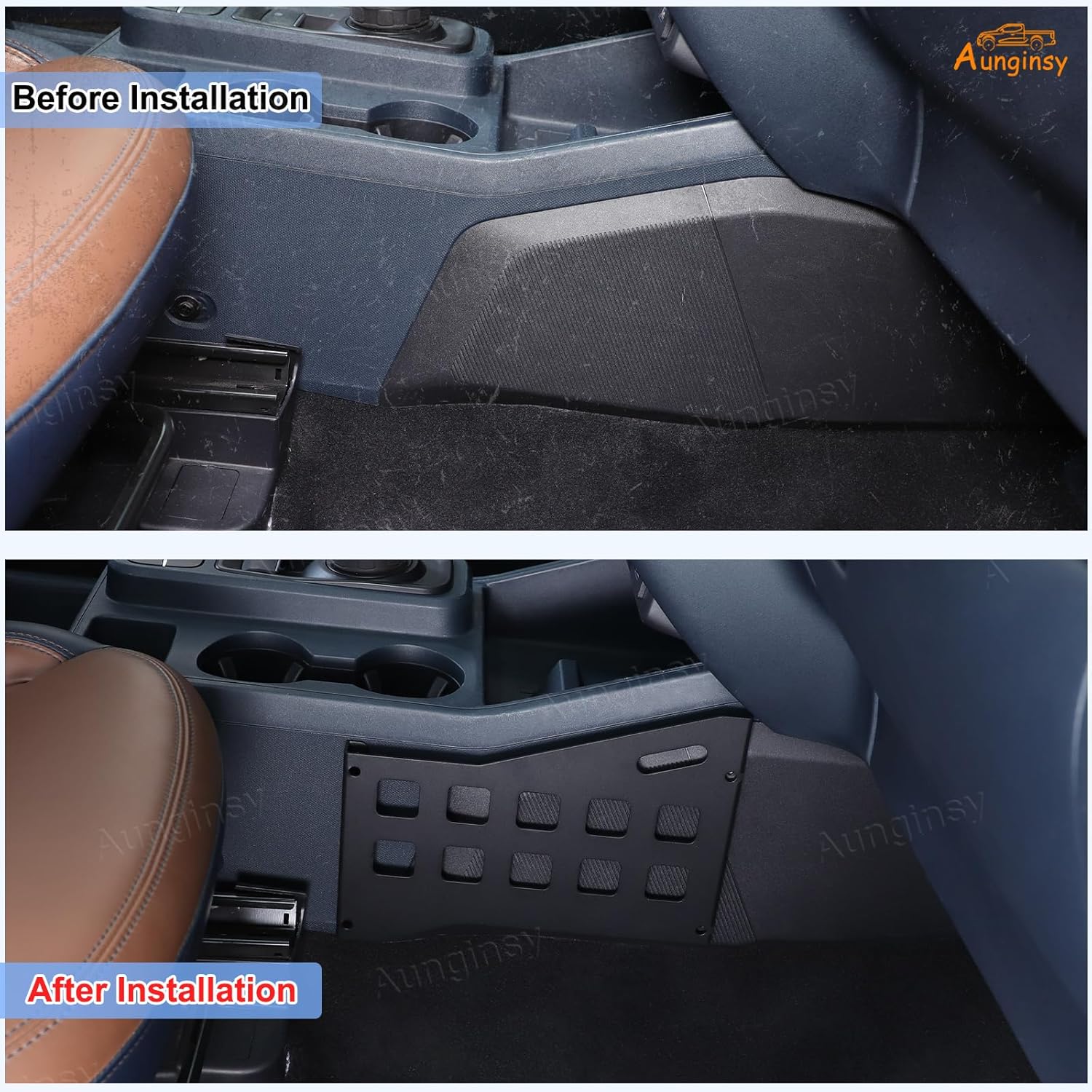 Aunginsy Center Console Side Gear Shift Panel Storage Baffl Compatible with Ford Maverick 2022-2025 Car Aluminum Central Control Organizer Modular Storage MOLLE Panel Box Holder Expansion Accessories