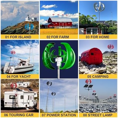 3000W Low Noise Vertical Wind Turbine for Home & Industrial Use - 24V/48V High Efficiency Small Wind Generator with MPPT Control - Eco-Friendly Energy Solution (Red)