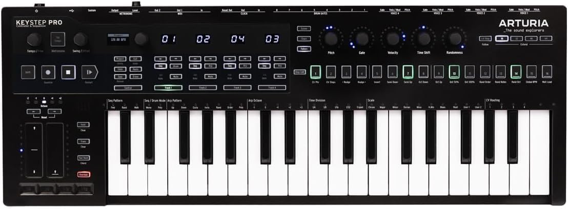 ARTURIA MIDI Keyboard Controller with KeyStep Pro Sequencer Function, USB CV/GATE Connection, Chroma Chroma