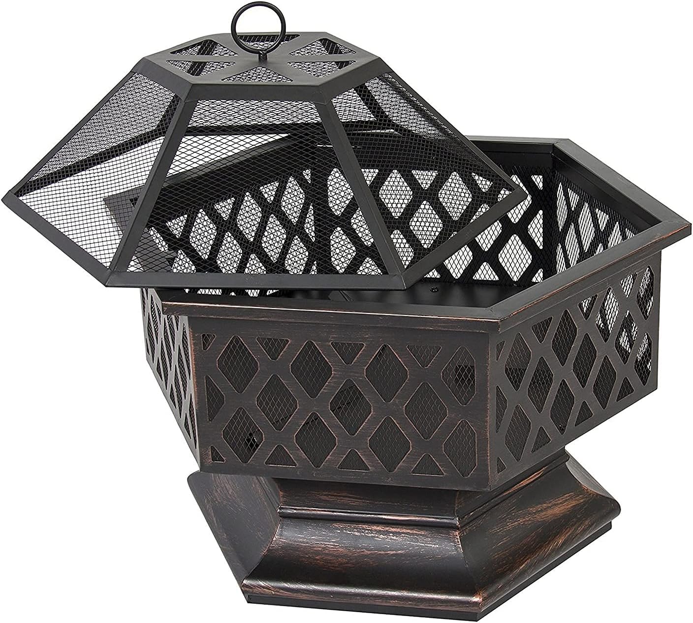 Outdoor Fire Pit Fire Pit for Outdoor Garden Patio, Outdoor Fire Pit Grill, Large Hexagonal Wood Burning Firepit for Backyard Garden, Patio Or Camping Grill Barbecue Rack