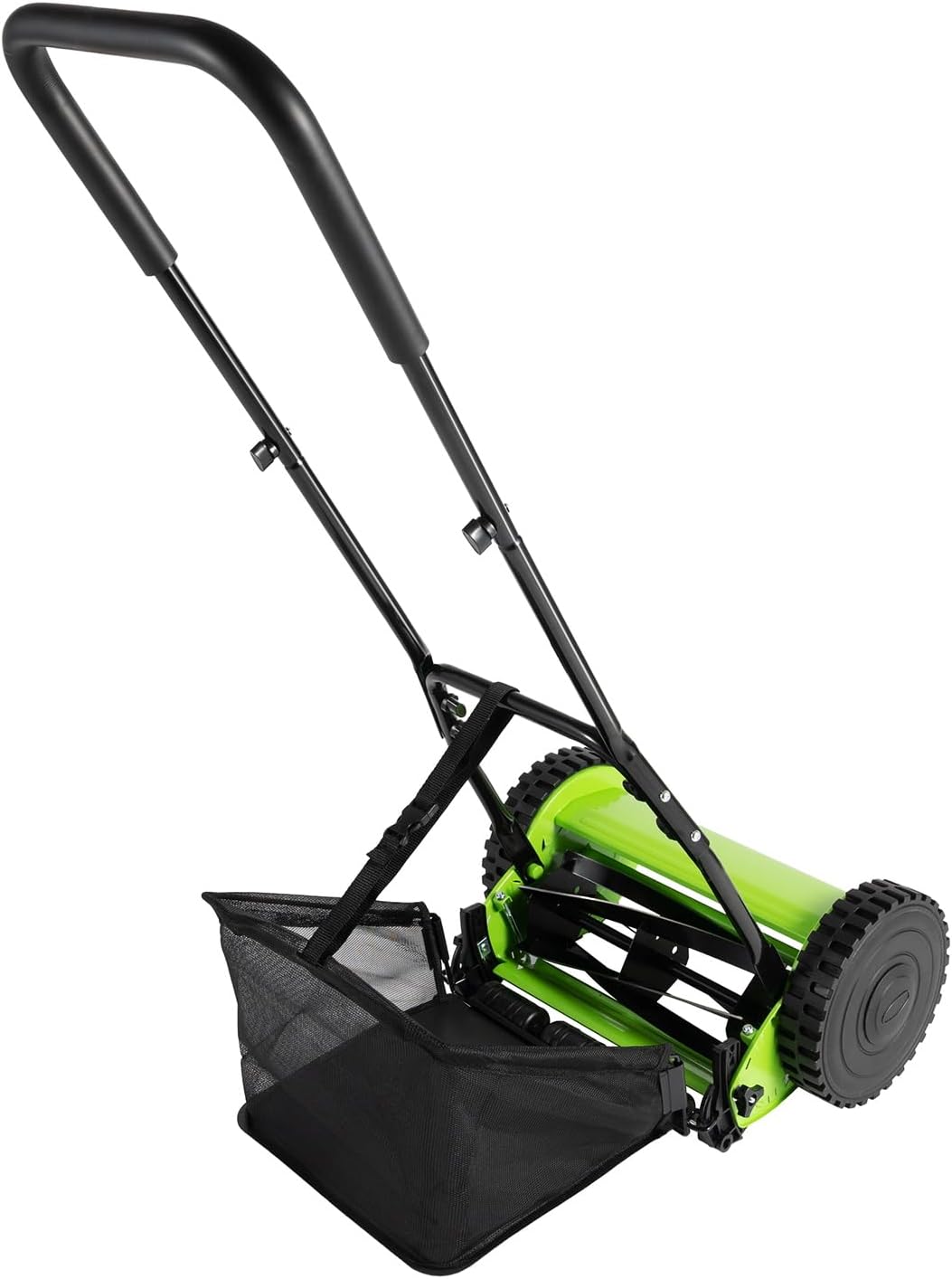 12inch Manual Push Reel Lawn Mower Push Lawn Sweeper with 6 Gal Collection Bag, 5 Blades, Adjustable Push Lawn Sweeper Durable for Leaves, Grass On Lawns, Sidewalks, Driveways